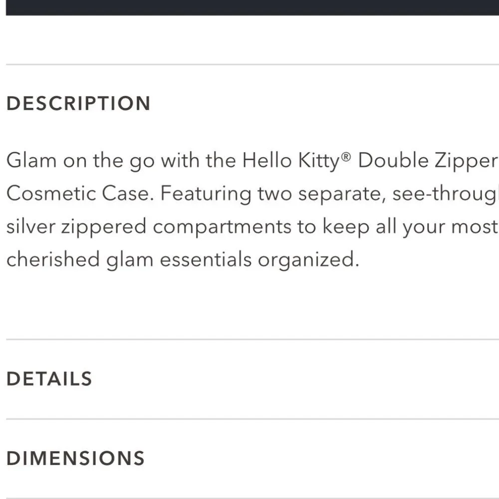 Impressions X Hello Kitty Double Zip Cosmetic‎ Case